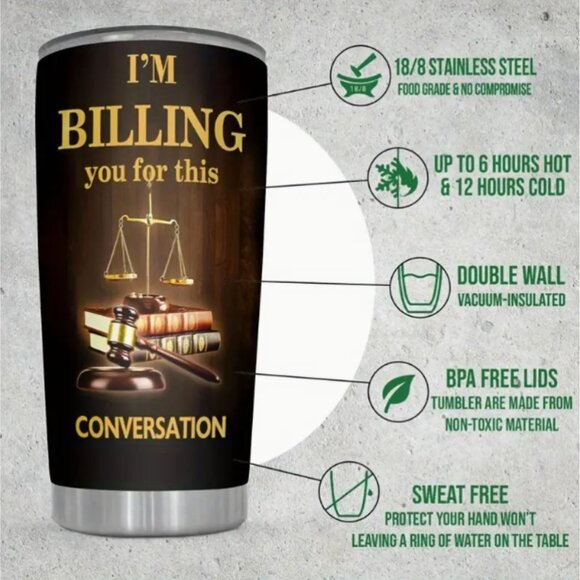 TUMBER STAINLESS STEEL 20z " I'M BILLING" - Picture 2 of 5